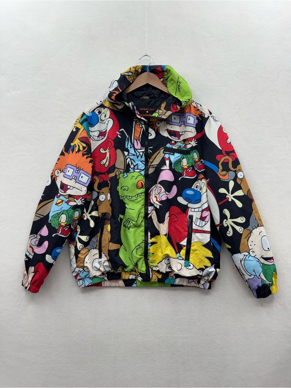Members Only Nickelodeon Men’s Large Jacket 90s Cartoon Graphic Windbreaker